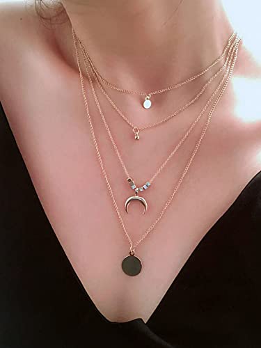Moon Layered Necklace in Gold