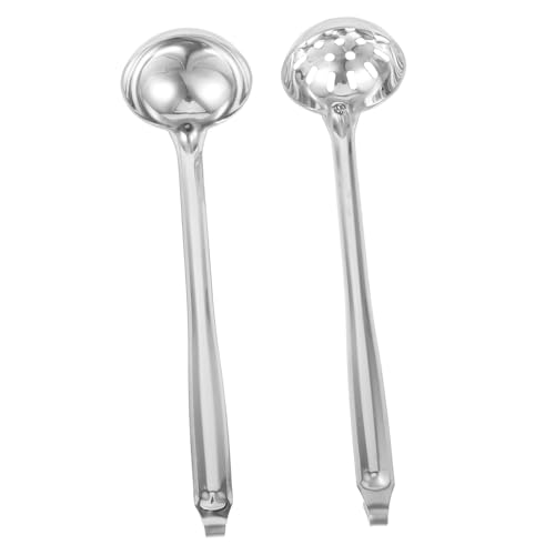 VERDANVERSE 2pezzi Cucchiai Acciaio Inossidabile Per Zuppe e Salse Mestoli Compatti Con Manico Antiscivolo Utensili Da Cucina Per Servire e Preparare Facili Da Pulire e Portatili Per Casa e