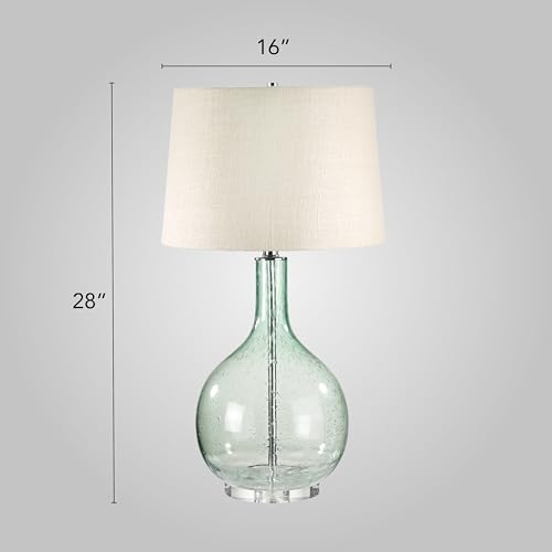 Elk Home Glass Table Lamp - 1-Bulb, Green Glass & Off White Burlap Shade, 16" W x 15" D x 28" H, Room Decor, 230G - Image 3