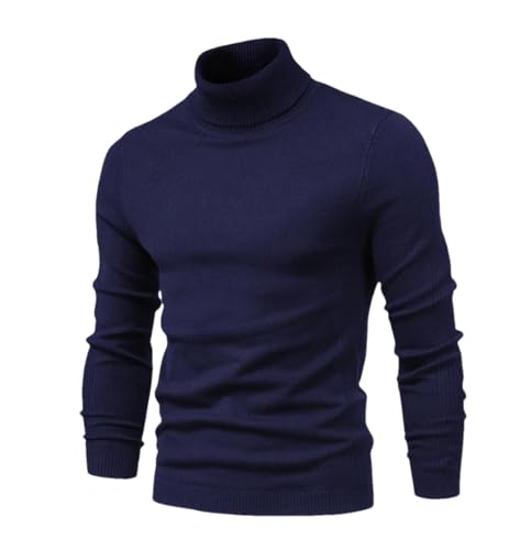 Men's High Neck Sweater Thick Warm Knit Pullover Slim Fit Casual Winter Knitwear Solid Color Long Sleeve Jumper