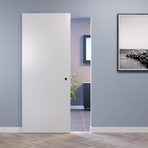 porte scorrevoli esterno muro binario invisibile Porta scorrevole esterno muro fresato con binario invisibile MAGICAL 1200 pronta consegna con maniglia Nero Opaco spessore 44 mm (80 x 220 cm