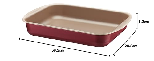 ترامونتينا مقلاة تحميص عميقة من الالومنيوم بلون احمر مقاس 34 سم و4.9 لتر من برازيل مع طلاء ستارفلون ماكس خالي من حمض بيرفلورو الاوكتانويك غير لاصق