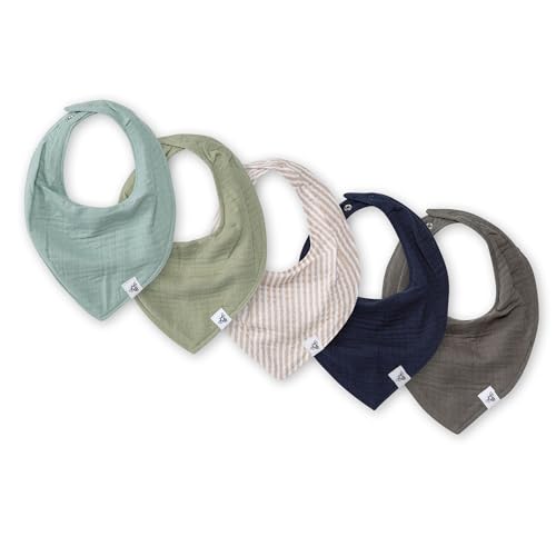 Burt's Bees Baby 5-Pack Bandana Bib Set with Snap Closure