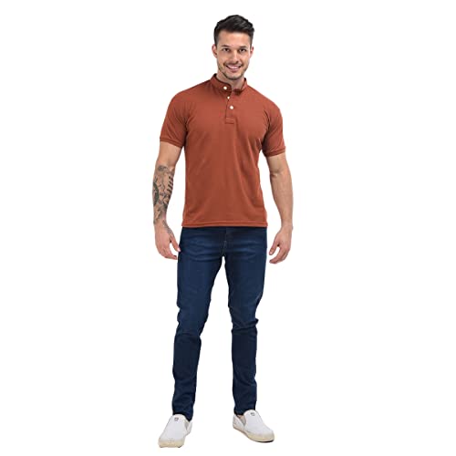 Kit Com 3 Camisas Masculina Gola Padre Em Algodão Piquet (Preto/Azul Marinho/Telha, M)