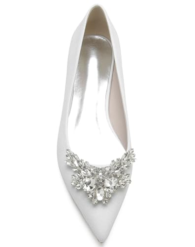 Hanfike Girls Women Wedding Flats Slip-on Lace Comfortable Evening Prom Shoes with Bows JY2593