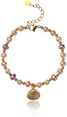 Lreson Real Pearl Strand Bracelet, from classic freshwater pearl bracelets to modern and colorful baroque pearl bracelets with alternating gold plated designer beads & outstanding artistic pendant｜Suitable for Christmas, Birthday and Holiday Gifts