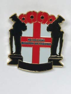 Cross My Heart Marching on Together Football badge We are Leeds Memorial United 4cm 3cm