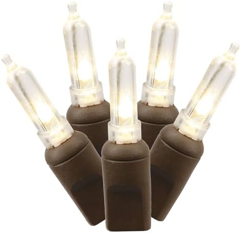 Vickerman 100 Light Italian LED Light Set Warm White Lights on Brown Wire image 4
