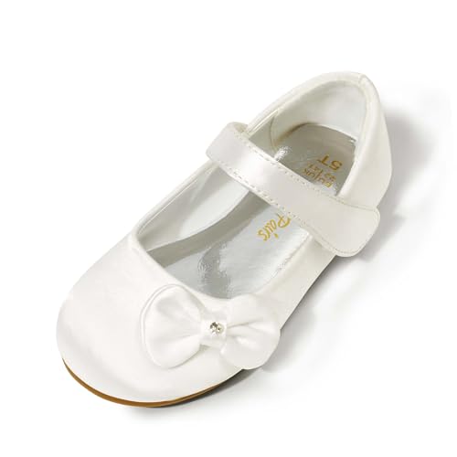 DREAM PAIRS Toddler Girls Dress Shoes Mary Jane Flats, Girls School Uniform Flats Bow Ballerina Shoes