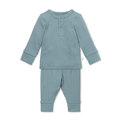 MORI Baby Unisex Pajama Set for Boys and Girls - Front Popper Top and Elastic Waist Bottoms - Two Piece Toddler Sleepwear