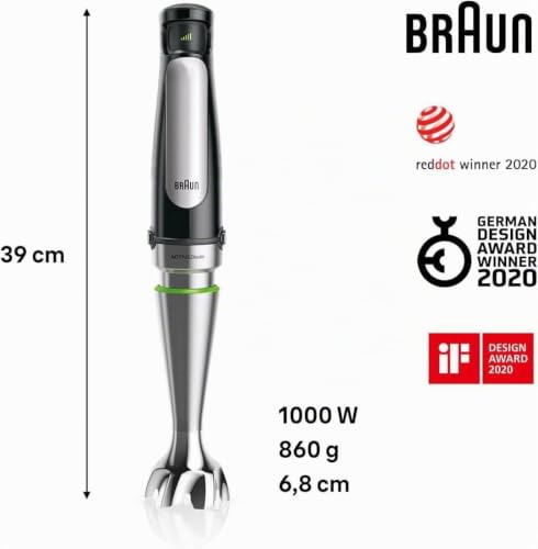 Mixeur Plongeant Braun MQ7075X – 1000W, Technologie ActiveBlade, 8 Accessoires - vue 6