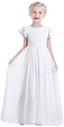 Castle Fairy Flower Girl Dress Chiffon Flutter Sleeve Holy Communion Dress Junior Bridesmaid Dress