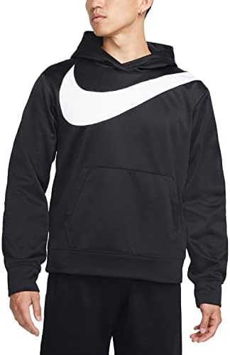 Nike Therma Men's Basketball Pullover Hoodie - Black Training Hoodie Pull On (as1, alpha, m, regular, regular, Standard, Black White, Medium)