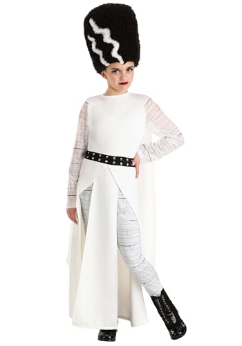 Kid's Modern Bride of Frankenstein Costume | Dress with Headpiece and Leggings for Halloween and Dress Up Fun Large