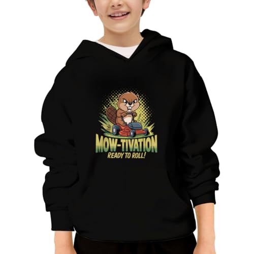 Vintage Funny Beaver Lawn mower Gardening Gift Hoodies for Teen Girls Boys Lightweight Kangaroo Pocket Sweatshirt