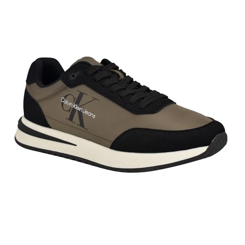 Calvin Klein Men's Phino Sneaker, Black/Taupe, 8.5