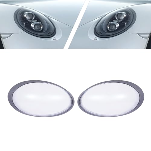 TBVECHI Headlight Lens Cover, Pair Lens Covers Fit for Porsche 991 911 Targa/Carrera 2013-18 Front Headlight Lens Covers+Glue LH+RH, Clear, Silver