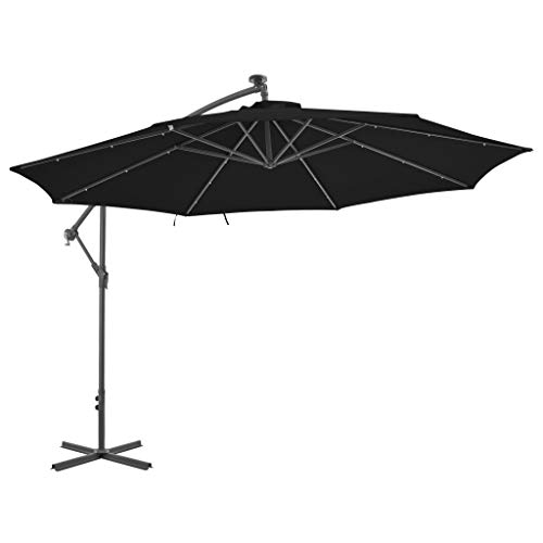 Catherinol Sombrilla voladiza con poste, Parasol Terraza, Sombrilla Terraza Exterior, Sombrilla Jardin, Parasol Jardin, Sombrilla Playa, Parasol Excentrico, de aluminio negro 350 cm - imagen 2