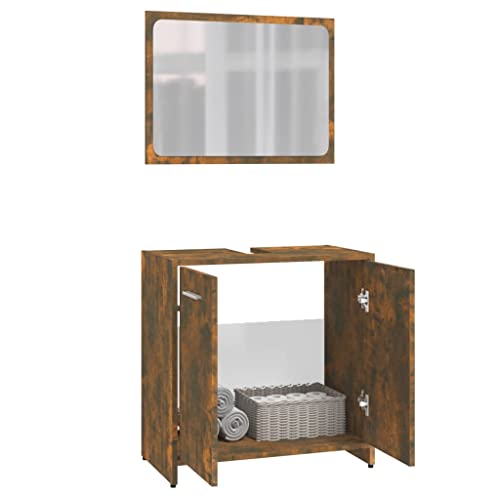 Muebles de baño de madera de ingeniería modernos en roble ahumado 5