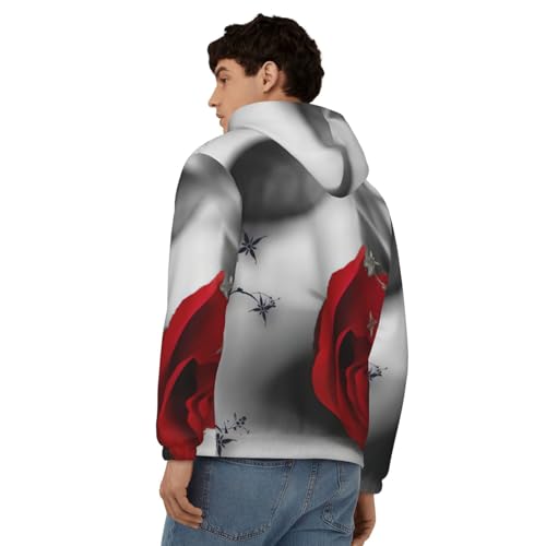Sweat à capuche rose rouge pour homme pull décontracté d'automne et d'hiver - 5