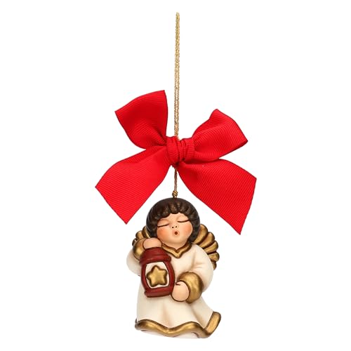 THUN - Addobbo natalizio angelo con lanterna in ceramica, grande - Thunland - 5x4,6x6,7 cm