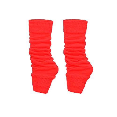 GA COMMUNICATIONS LADIES & GIRLS ANKLE LEG WARMERS FLUORESCENT NEON STRETCH FIT COMFORT TUTU FANCY DRESS ACCESSORY [Red]