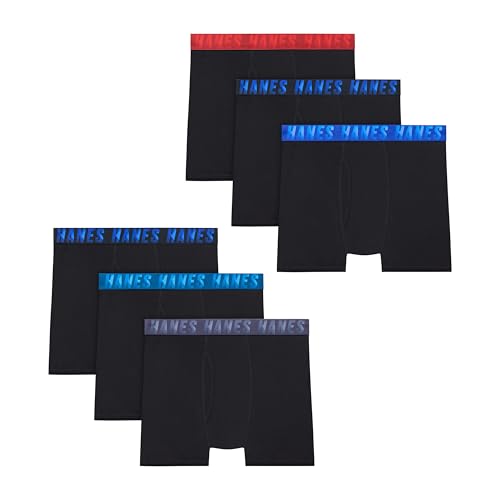 Hanes Boys' Moves Breathable Boxer Brief Underwear, Performance Stretch Boxer Briefs for Boys, Moisture-Wicking, 6-Pk
