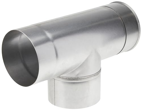 Kamino Flam – Tubo T para chimenea (Ø 120 mm/longitud 310 mm), Tubo T para estufa de leña, Conducto de humos en forma T – acero resistente a altas temperaturas – durable, estable – plata