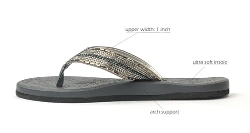 Image of REDVOLUTION New Women's Rhinestone Sandals High | Low Platform T-Strap Jewel Sandals High Wedge Flip Flops