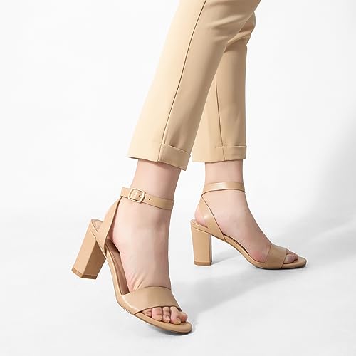 Image of Greatonu Clear Heels Sandals for Women 2026 Open Toe Ankle Strap Clear Chunky Heels Sandal Dressy Party Wedding Shoes Transparent High Heeled Sandals