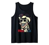 Meowica Glasses 4th of July Cat Lover firework Flag Hat Cowb Tank Top