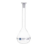 200mL Class A Volumetric Flask with Acid Proof Polypropylene Stopper, Borosilicate 3.3 Glass - Eisco Labs