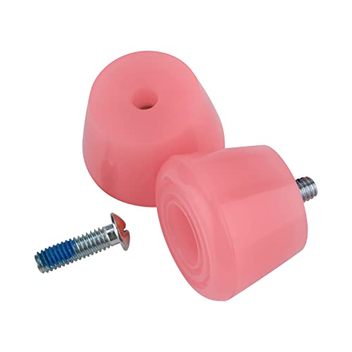 Cosmos 2 Pcs Roller Skate Toe Stoppers Brake Roller Quad Skate Toe Stops with 5/16\" (8mm) Screws, Double-Row Roller Skating Brake Rubber Plugs Rollar Skate Stoppers Replacement Parts (Pink)