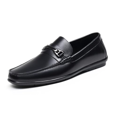 Penny Loafers for Men, Mens Driving Loafers, Dress Shoes Casual Slip On Leather Loafer, Black 12