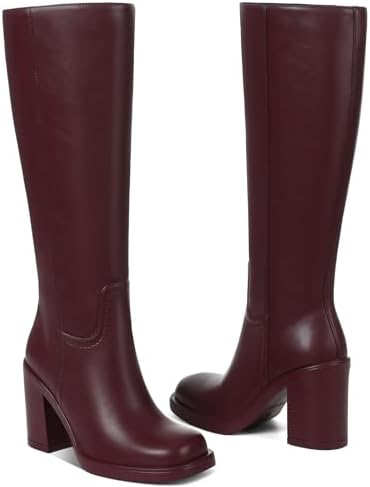 CYNLLIO Knee High Boots for Women Tall Platform Gogo Boot Heeled ...