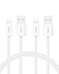 Belkin 2-Pack Braided USB-A to Lightning Cable 5ft - Soft, Flexible Fast-Charging Cable, Lightning iPhone Charger Cord for iPhone 14 & Earlier Series, iPad 9th Gen, & AirPods - White
