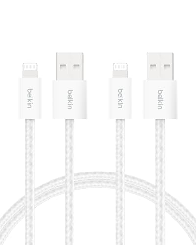 Câble Lightning USB-A Belkin recharge rapide blanc lot de 2 tressé pour iPad et iPhone