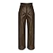 Faux Leather Pants for Women High Waist Wide Leg Baggy Flare Pant with Pocket Going Out Fashion Solid Color Trouser S-2XL