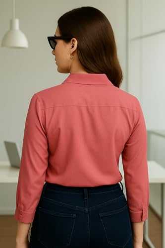 Image of FUNDAY FASHION Women's Regular Fit Solid V Collered Casual Shirt