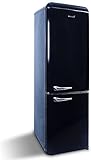  MaxxHome Retro Frigorífico - Congelador - Cajón Verdulero - 4 Estantes Cristal - 260L - Negro