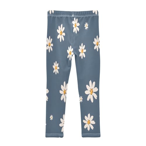 Toddler Girls Leggings Printed Yoga Pants Leggings White Daisy Flower for Kids2
