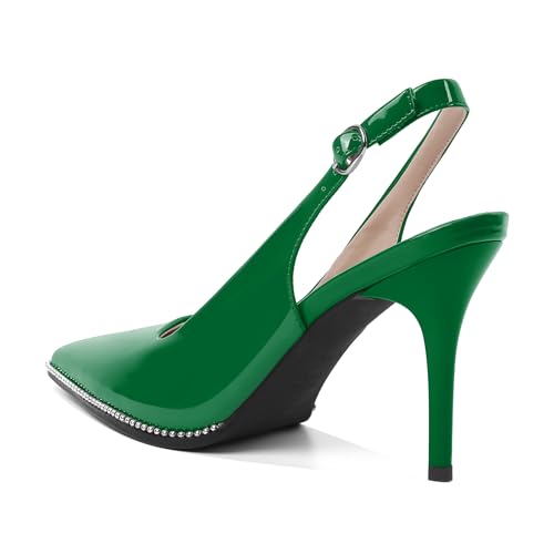 Image of SAMMITOP Women Slingback Heels Stilettos Closed Pointed Toe High Heel Silver Beaded Pumps Comfortable 3.5 Inch High Heels for Women Dressy Shoes