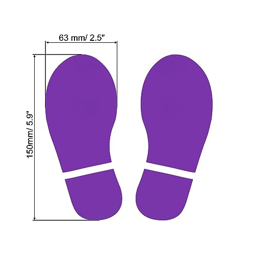 PATIKIL 6x2.5" Footprint Sticker, 8 works PVC Shoes Floor Decal Sign for Class Decor Stair Guide Dark Purple - Image 2