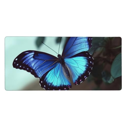 Tapis de souris 90x40 cm papillon bleu en tissu haute précision pour graphistes et gamers