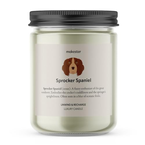 Sprocker Spaniel Gifts - Luxury Soy Wax Candle - Vanilla, Jasmine, Sugared Almond - Makester, White - Image 2