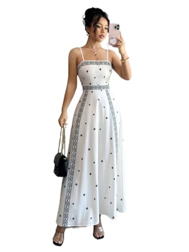 2026 Maxi Dress, Women's Spring/Summer Retro Waisted Strap Dress(Large) Multicolor