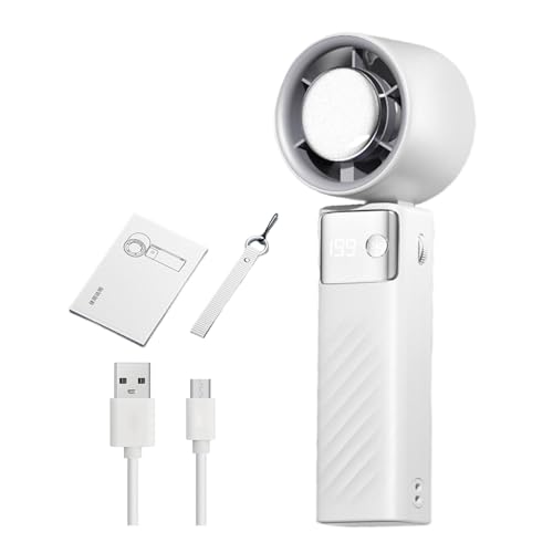 Fiauli Ventilador portátil de mano USB de refrigeración con pantalla digital Fuerte flujo de aire de 1 a 199 velocidades, bajo ruido, recargable, mini escritorio para la reducción del calor de verano