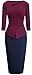 HOMEYEE Women's Elegant Chic Bodycon Formal Dress B288 (L, B-Carmine+Dark Blue)