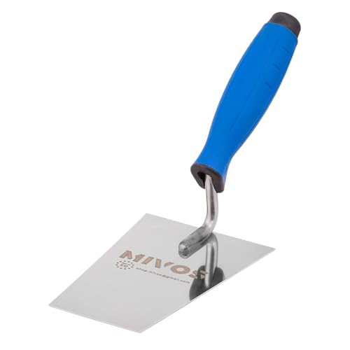 Mivos Stainless Steel Trapezoidal Trowel 140 x 70 mm / Rustproof Masonry Trowel 140 mm with Rubber Handle / Stucco Trowel for Masonry Work / Trapezium Smoothing Trowel Made in EU