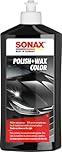 SONAX Polish+Wax Color Black (500 ml) - Smoothens out fine unevennesses, polishes and freshens up the paintwork's colours. | Item-No. 0296100-810